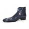 Duca Di Matiste "Aprilia" Navy Genuine Italian Calf Leather Crocodile Print Ankle Boots.